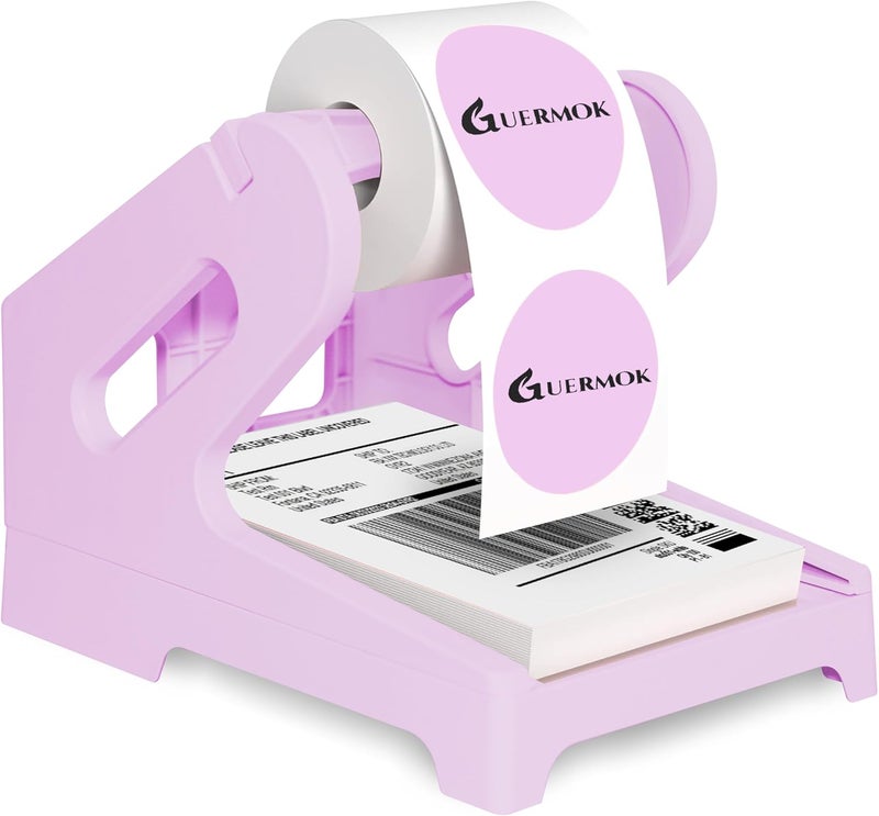Guermok Thermal Shipping Label Holder for Rolls & Fan-Fold, Fragile Stickers for Shipping, Label Stand Desktop Printer Holder-Home Office Accessory Sticker Dispenser for Holographic (Purple) - Image 1